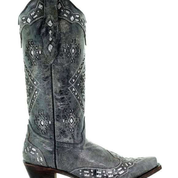 Corral Women's Cowboy Boots ~ Grey w/Glitter Inlays ~ Size 9 ~ Wide Calf ~ NWOT - Picture 2 of 5